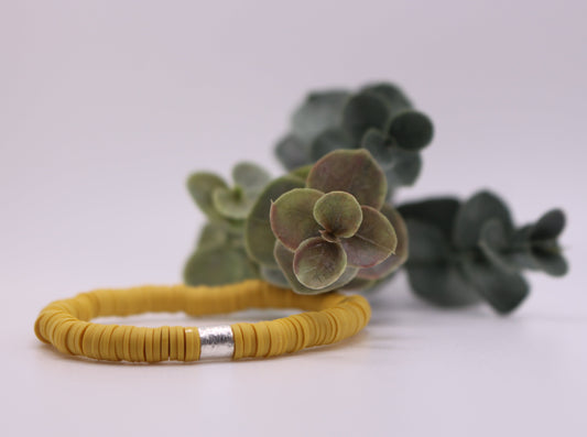Solid Single Heishi Bracelet (Mustard)