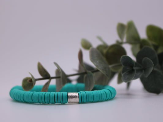 Solid Single Heishi Bracelet (Teal)
