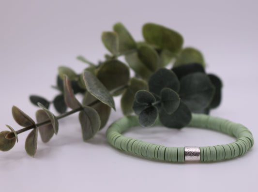 Solid Single Heishi Bracelet (Sage)