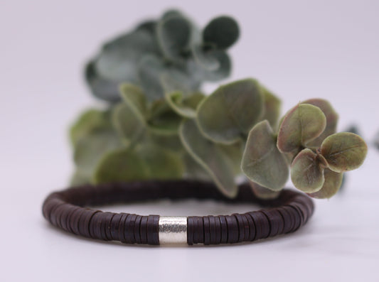 Solid Single Heishi Bracelet (Brown)