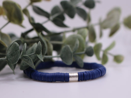 Solid Single Heishi Bracelet (Navy)