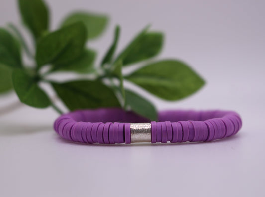 Solid Single Heishi Bracelet (Light Purple)