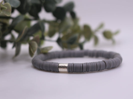 Solid Single Heishi Bracelet (Grey)