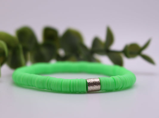 Solid Single Heishi Bracelet (Lime)